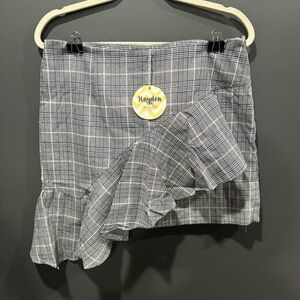 Hayden Asymmetrical Gray Plaid Skirt